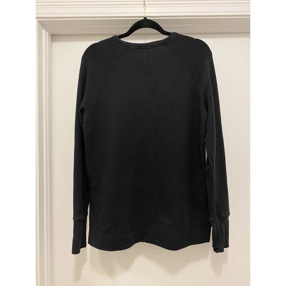 Athleta Coaster Luxe Recover Crewneck Sweatshirt Womens XS Black Yoga Athleisure